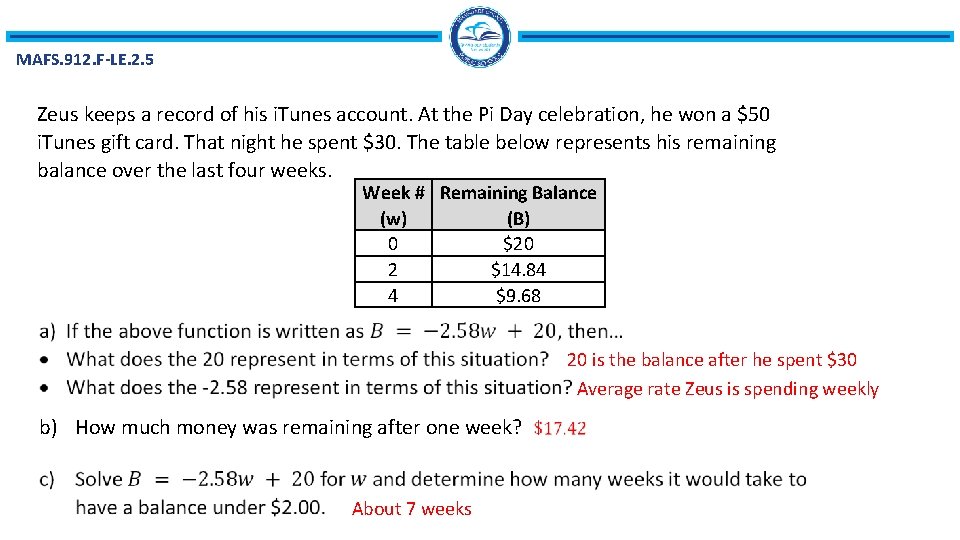 MAFS. 912. F-LE. 2. 5 Zeus keeps a record of his i. Tunes account.