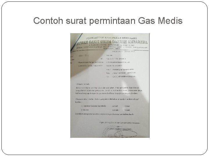 Contoh surat permintaan Gas Medis 