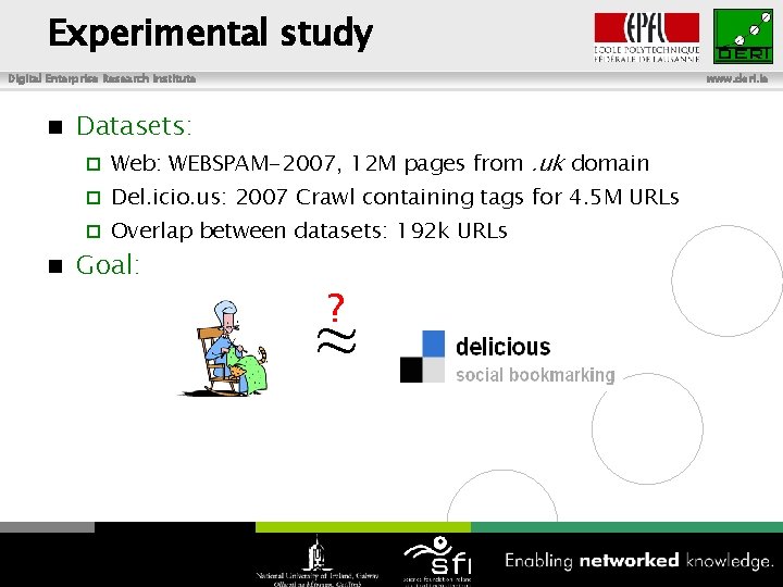 Experimental study Digital Enterprise Research Institute n Datasets: ¨ n www. deri. ie Web:
