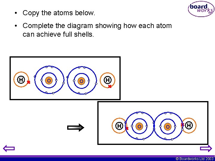 • Copy the atoms below. • Complete the diagram showing how each atom • Copy the atoms below. • Complete the diagram showing how each atom