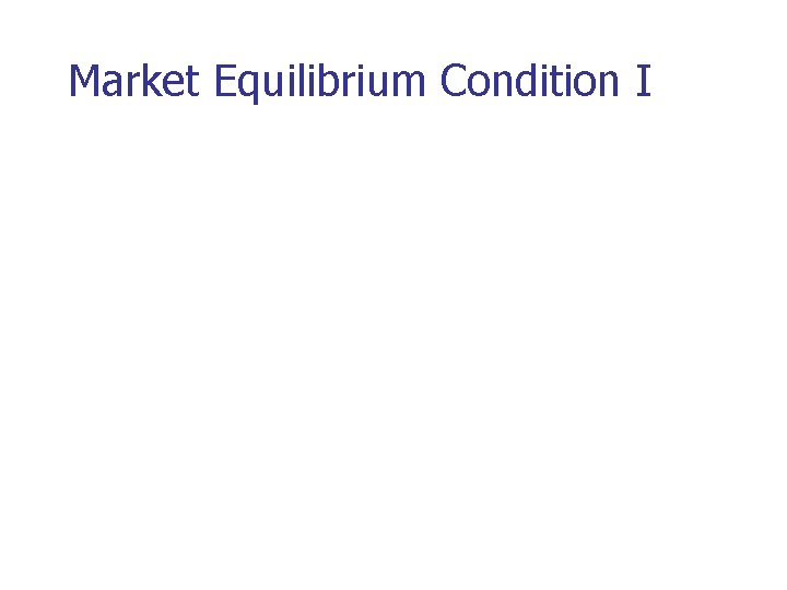 Market Equilibrium Condition I 
