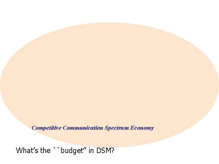 Competitive Communication Spectrum Economy What’s the ``budget’’ in DSM? 