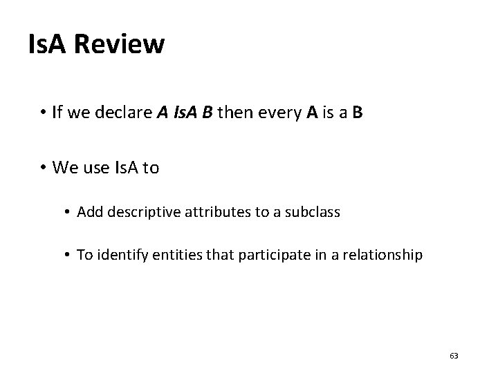 Is. A Review • If we declare A Is. A B then every A