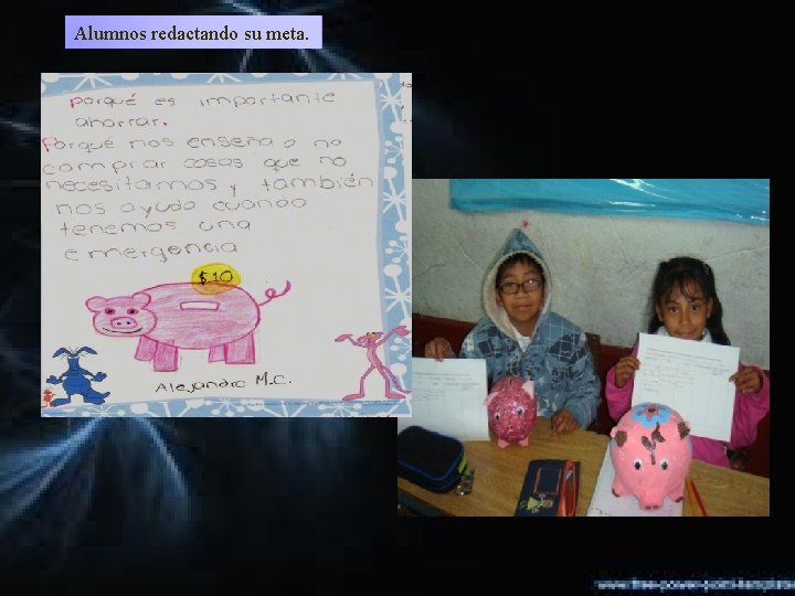 Alumnos redactando su meta. 
