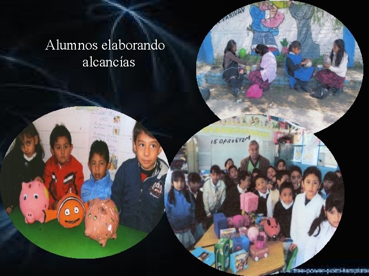 Alumnos elaborando alcancías 