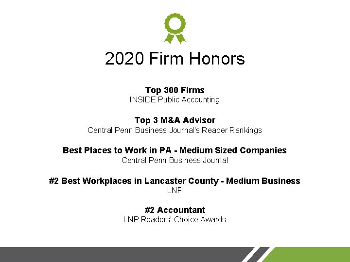 2020 Firm Honors Top 300 Firms INSIDE Public Accounting Top 3 M&A Advisor Central