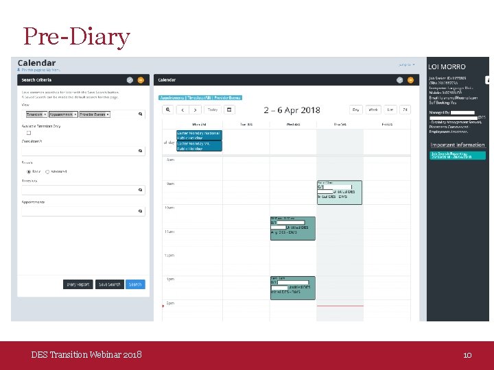 Pre-Diary DES Transition Webinar 2018 10 