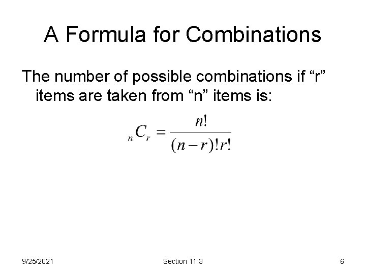 Notes 26 Combination Problems Combinations A combination of