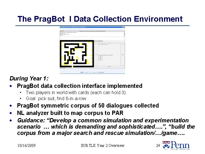 The Prag. Bot I Data Collection Environment During Year 1: · Prag. Bot data