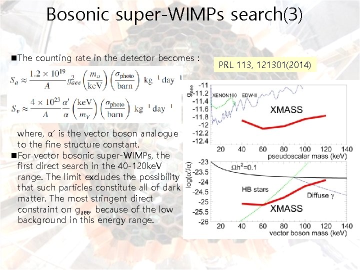 Bosonic super-WIMPs search(3) n. The counting rate in the detector becomes : where, α’