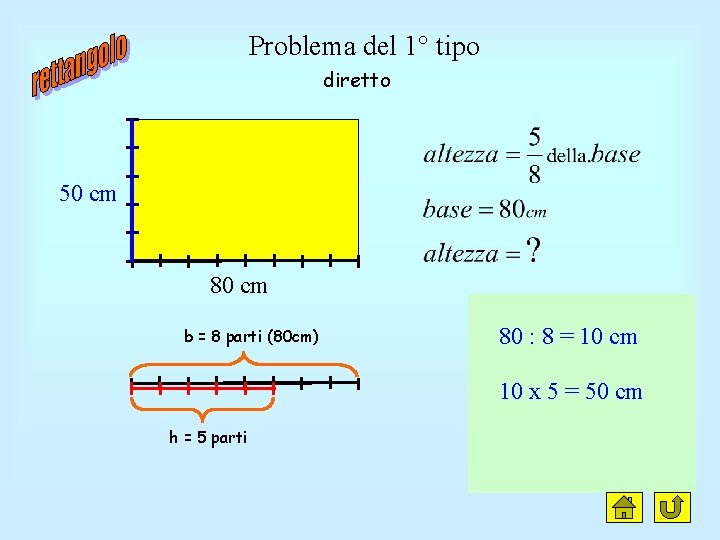 Problema del 1° tipo diretto 50 cm 80 cm b = 8 parti (80