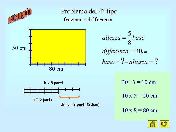 Problema del 4° tipo frazione + differenza 50 cm 80 cm b = 8