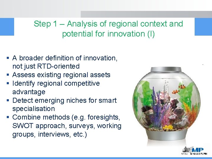 Step 1 – Analysis of regional context and potential for innovation (I) § A