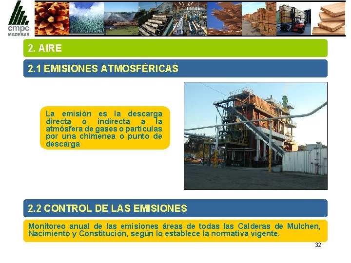 2. AIRE 2. 1 EMISIONES ATMOSFÉRICAS La emisión es la descarga directa o indirecta