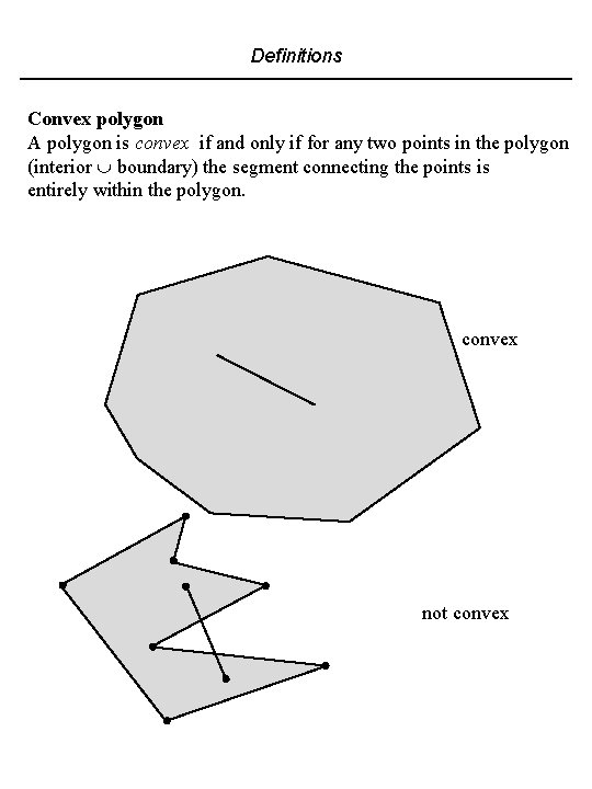 Definitions Convex polygon A polygon is convex if and only if for any two