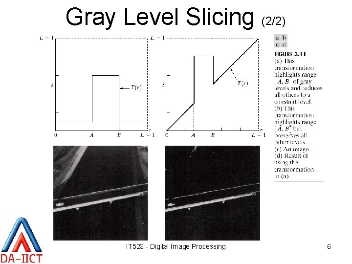 Gray Level Slicing (2/2) IT 523 - Digital Image Processing 6 