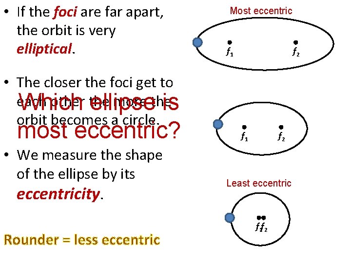  • If the foci are far apart, the orbit is very elliptical. Most