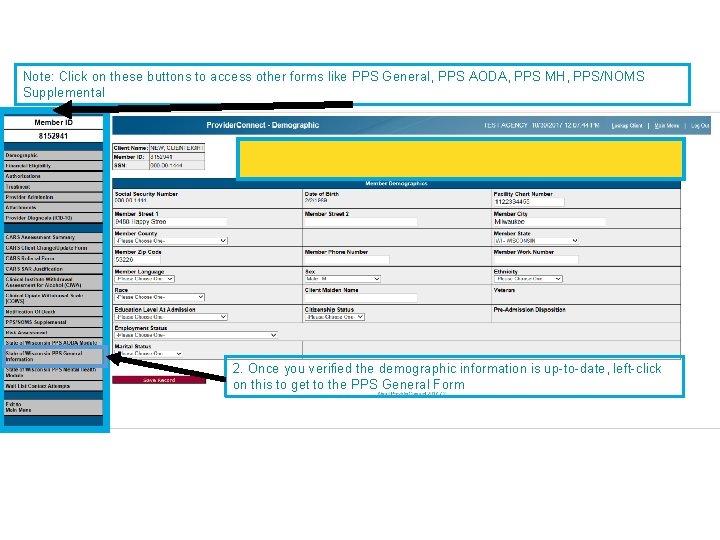 Note: Click on these buttons to access other forms like PPS General, PPS AODA,