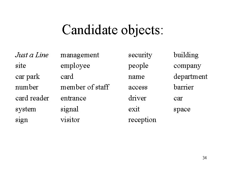 Candidate objects: Just a Line site car park number card reader system sign management