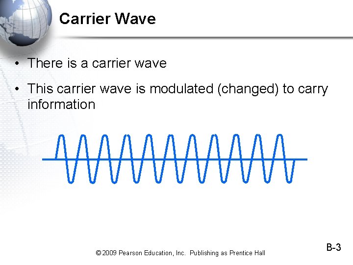 Carrier Wave • There is a carrier wave • This carrier wave is modulated Carrier Wave • There is a carrier wave • This carrier wave is modulated