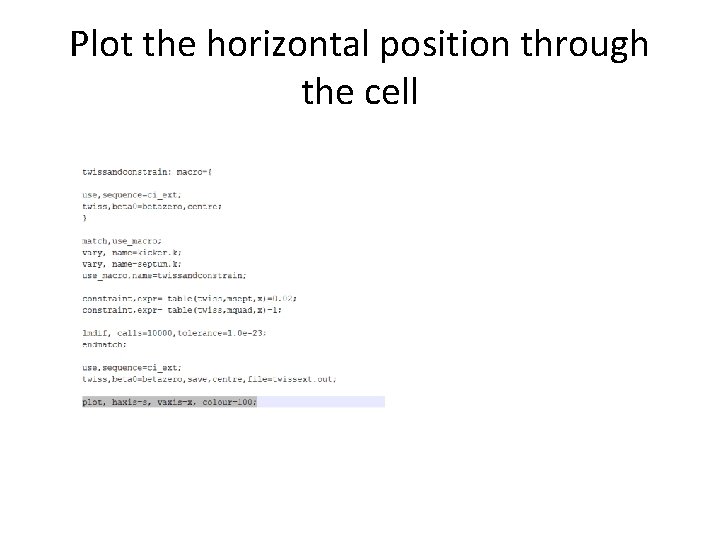 Plot the horizontal position through the cell 