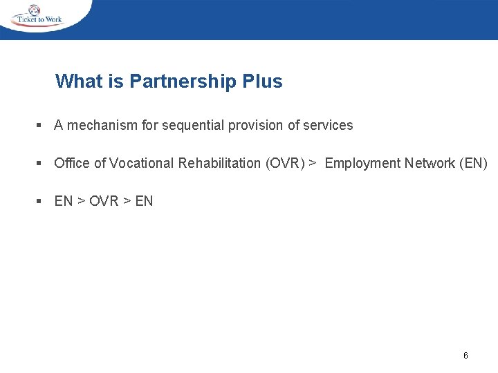 What is Partnership Plus § A mechanism for sequential provision of services § Office