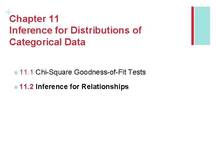 + Chapter 11 Inference for Distributions of Categorical Data n 11. 1 Chi-Square Goodness-of-Fit
