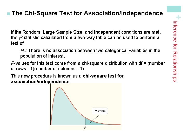 Chi-Square Test for Association/Independence H 0: There is no association between two categorical variables