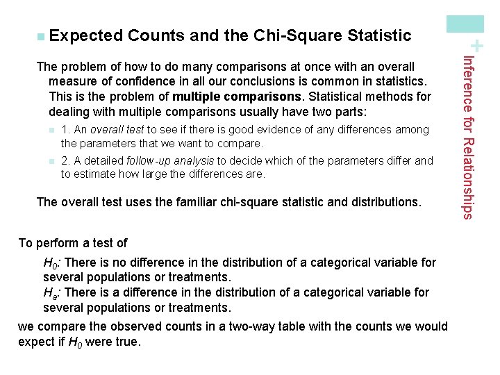 Counts and the Chi-Square Statistic n 1. An overall test to see if there