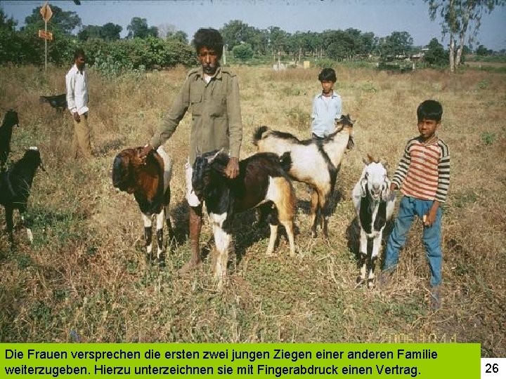 Die Frauen versprechen die ersten zwei jungen Ziegen einer anderen Familie weiterzugeben. Hierzu unterzeichnen