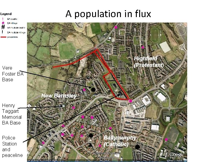 A population in flux Highfield (Protestant) Vere Foster BA Base New Barnsley Henry Taggart