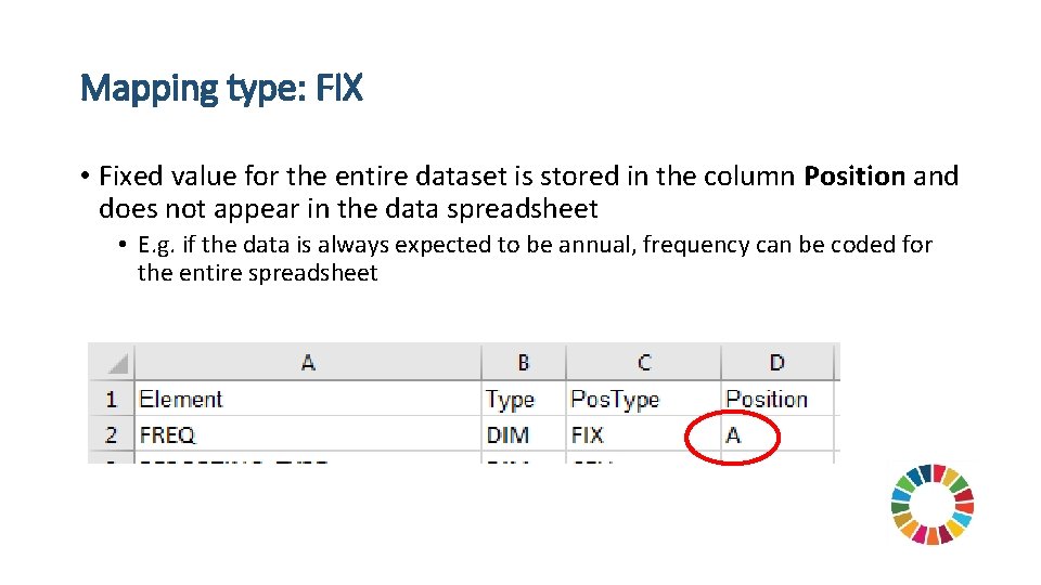 Mapping type: FIX • Fixed value for the entire dataset is stored in the