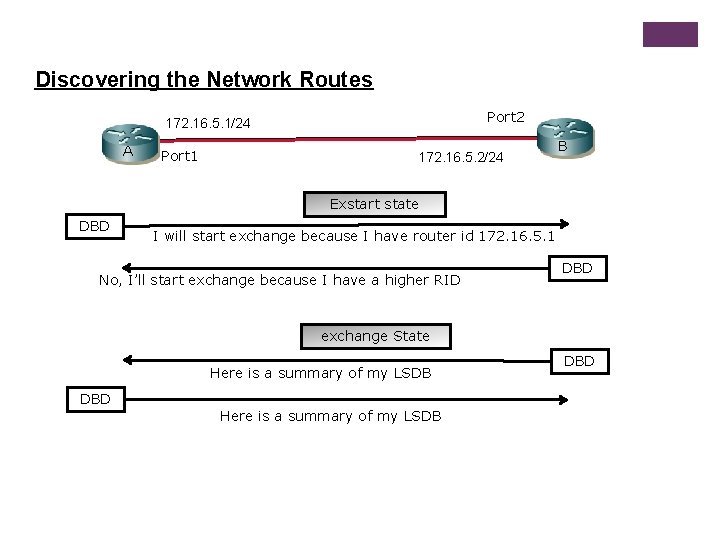 Discovering the Network Routes Port 2 172. 16. 5. 1/24 A Port 1 172.