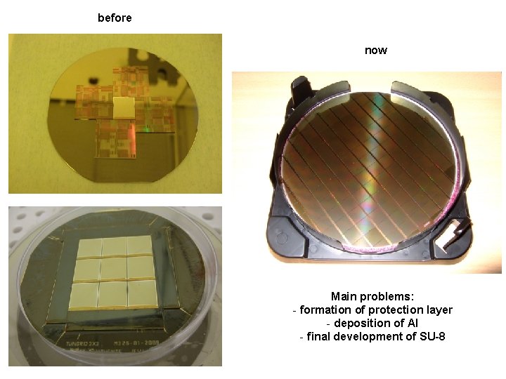 before now Main problems: - formation of protection layer - deposition of Al -