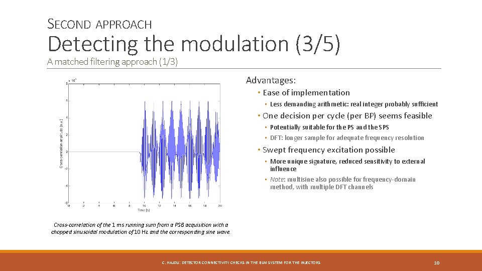 SECOND APPROACH Detecting the modulation (3/5) A matched filtering approach (1/3) Advantages: • Ease