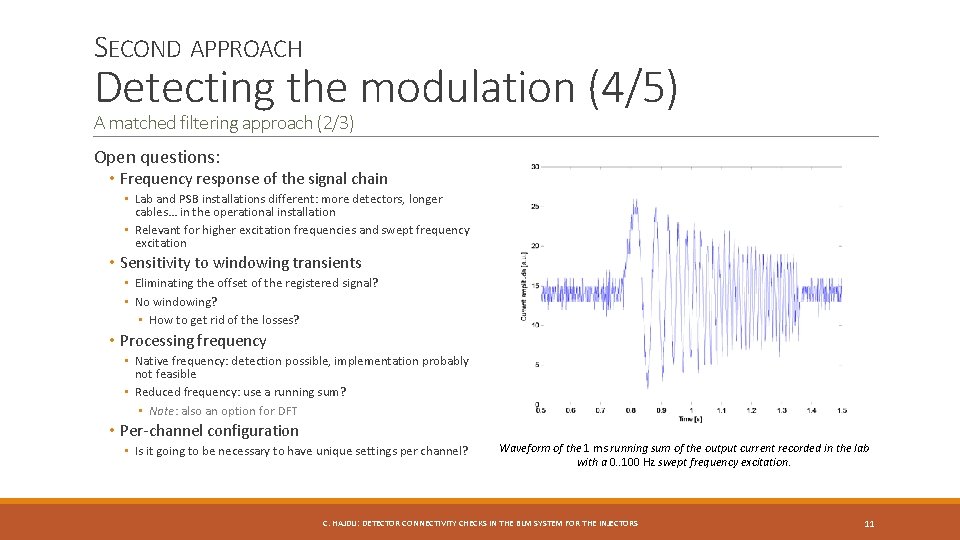 SECOND APPROACH Detecting the modulation (4/5) A matched filtering approach (2/3) Open questions: •