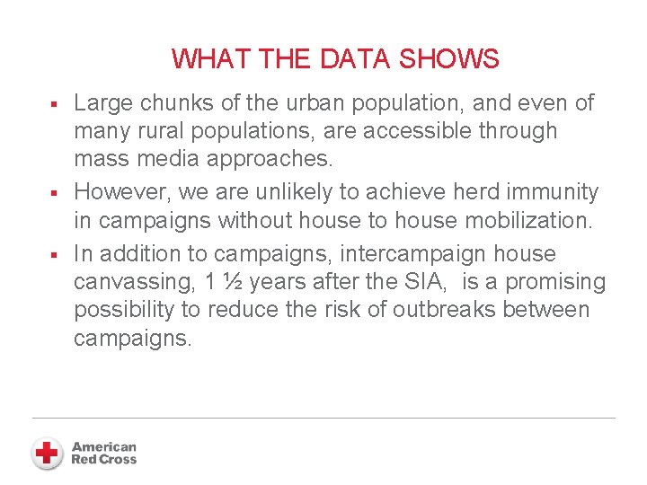 WHAT THE DATA SHOWS § § § Large chunks of the urban population, and