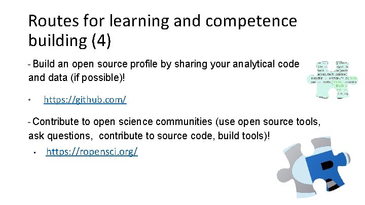 Routes for learning and competence building (4) - Build an open source profile by