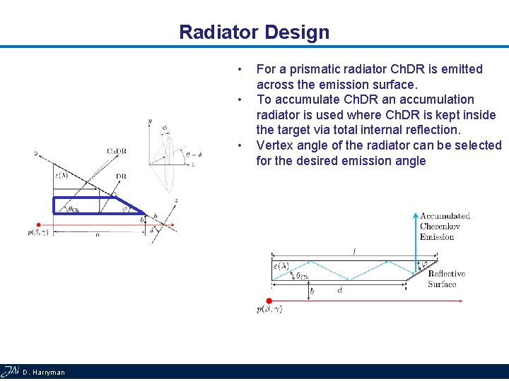 Radiator Design • • • D. Harryman For a prismatic radiator Ch. DR is