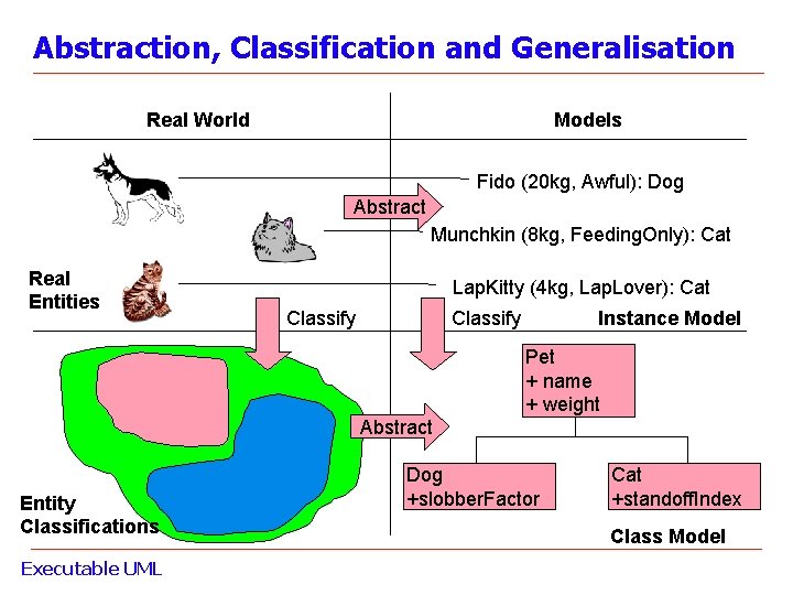 Abstraction, Classification and Generalisation Real World Models Fido (20 kg, Awful): Dog Abstract Munchkin