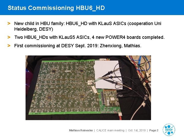 Status Commissioning HBU 6_HD > New child in HBU family: HBU 6_HD with KLau.