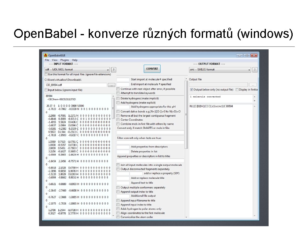 Open. Babel - konverze různých formatů (windows) 