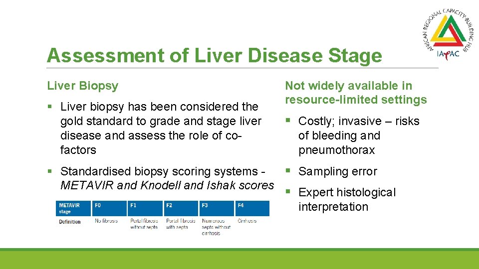 Assessment of Liver Disease Stage Liver Biopsy § Liver biopsy has been considered the