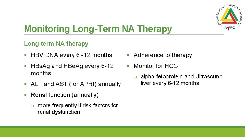 Monitoring Long-Term NA Therapy Long-term NA therapy § HBV DNA every 6 -12 months