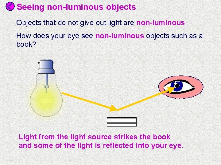 Seeing non-luminous objects Objects that do not give out light are non-luminous. How does
