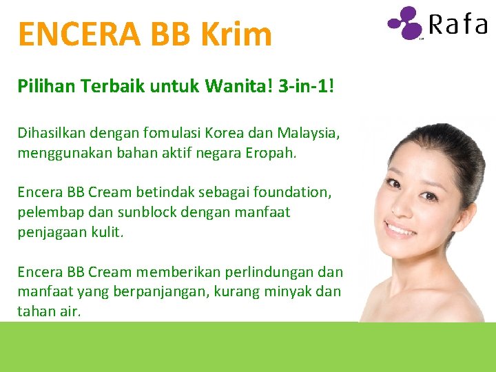 ENCERA BB Krim Pilihan Terbaik untuk Wanita! 3 -in-1! Dihasilkan dengan fomulasi Korea dan