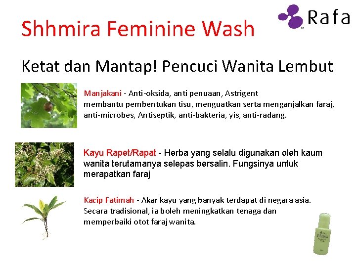 Shhmira Feminine Wash Ketat dan Mantap! Pencuci Wanita Lembut Manjakani - Anti-oksida, anti penuaan,