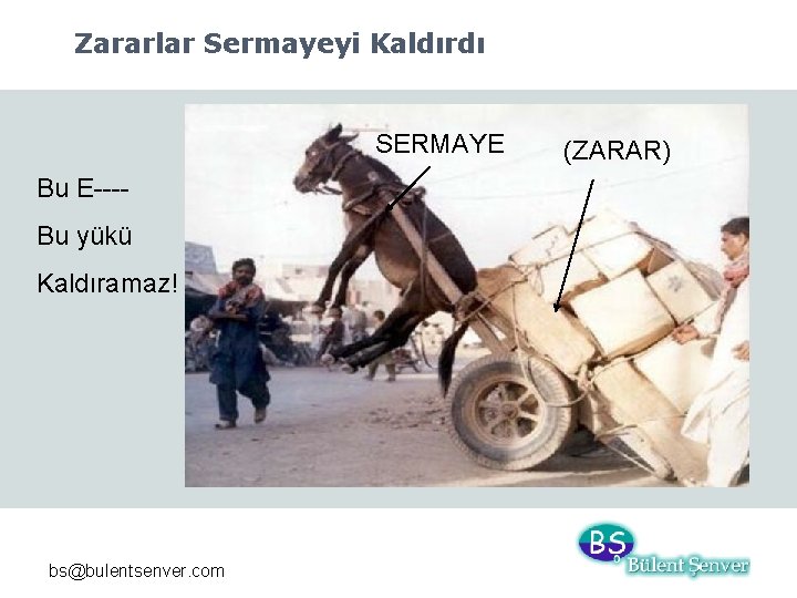 Zararlar Sermayeyi Kaldırdı SERMAYE Bu E---Bu yükü Kaldıramaz! bs@bulentsenver. com (ZARAR) 