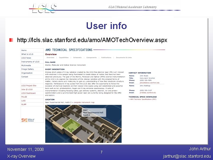 SLAC National Accelerator Laboratory User info http: //lcls. slac. stanford. edu/amo/AMOTech. Overview. aspx November