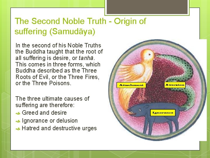 The Second Noble Truth - Origin of suffering (Samudāya) In the second of his
